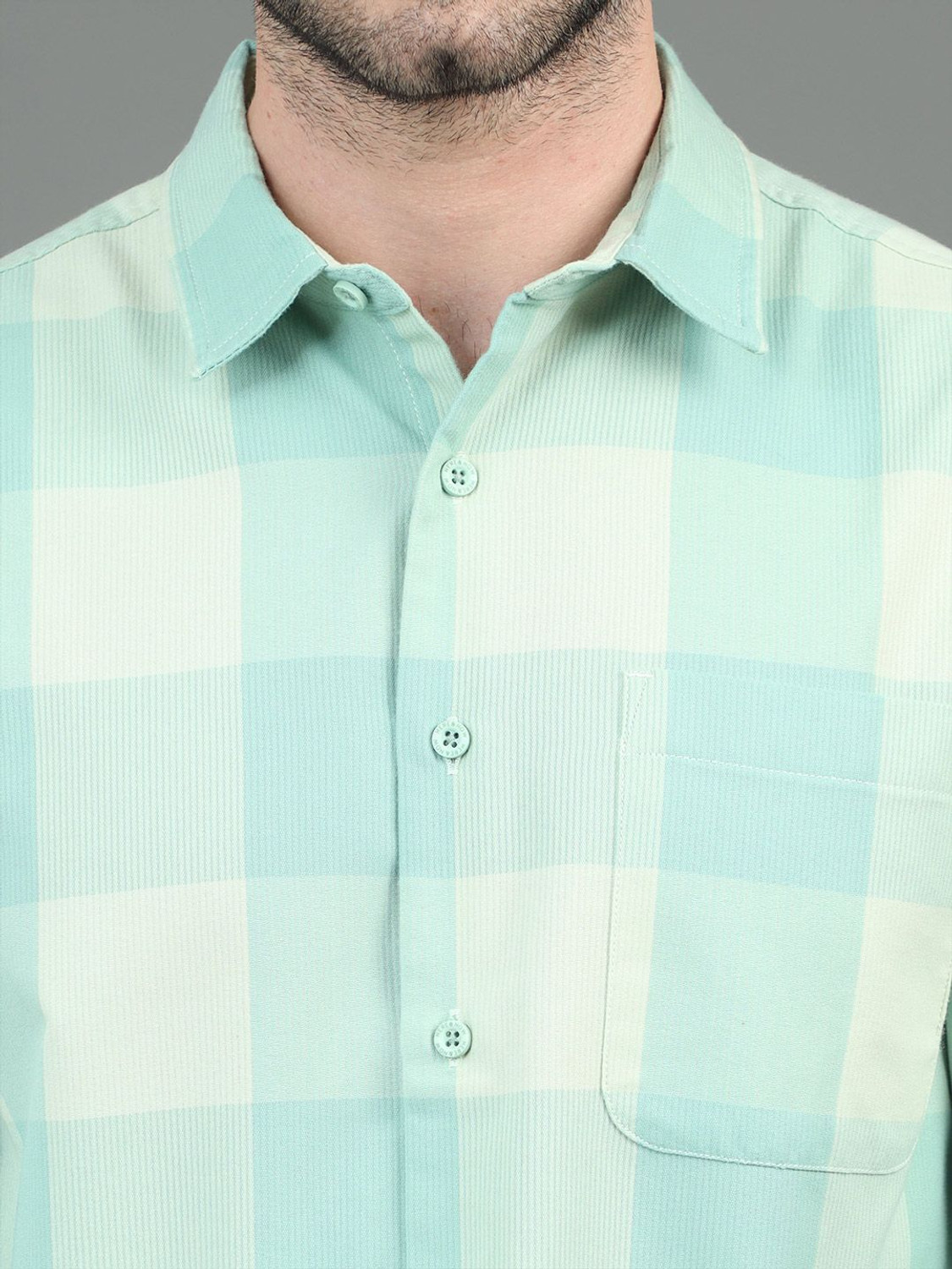 Image of HERE&NOW Men Checkered Casual Blue Shirt
