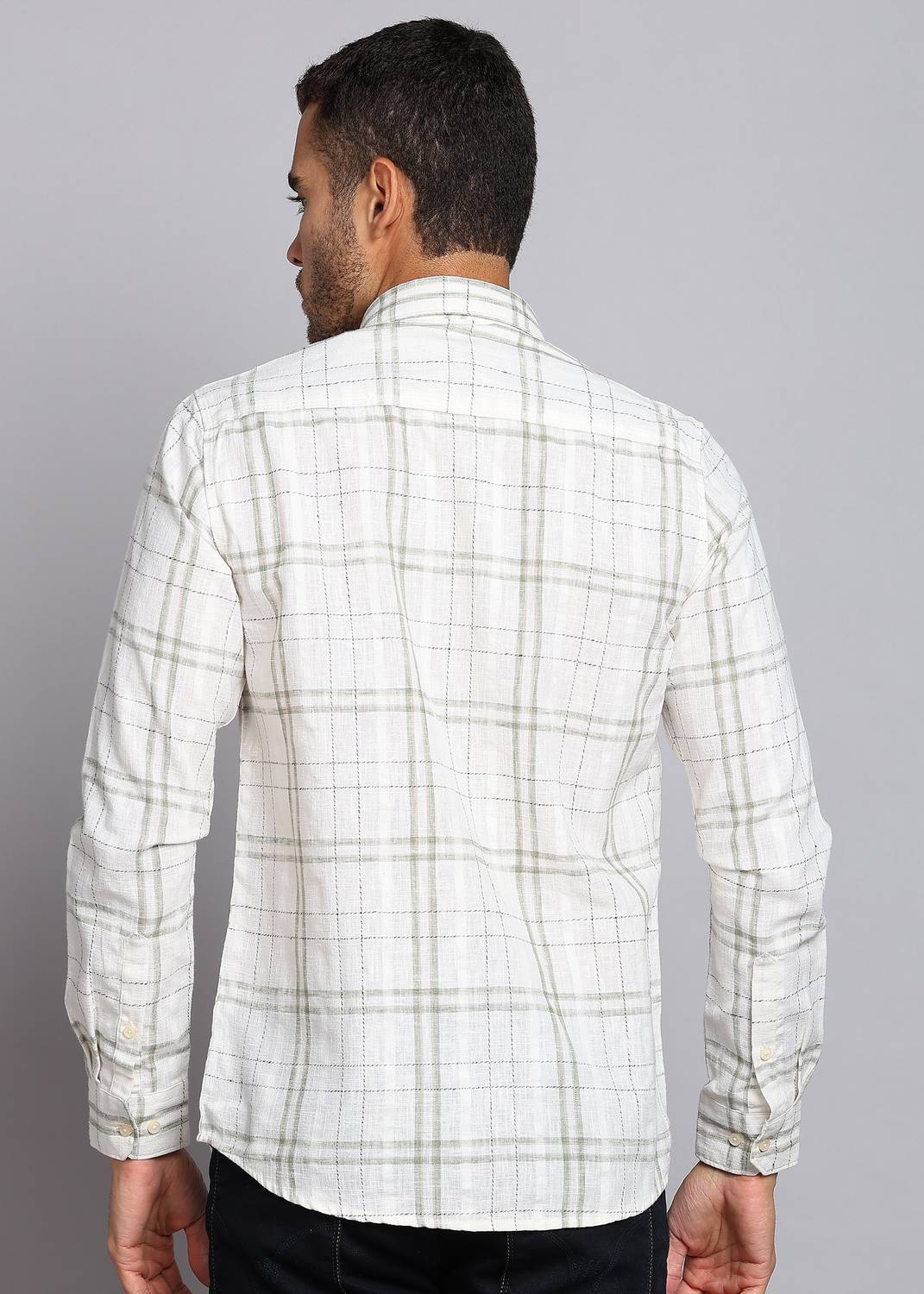 LAWMAN Men Checkered Casual White Shirt - Image 4