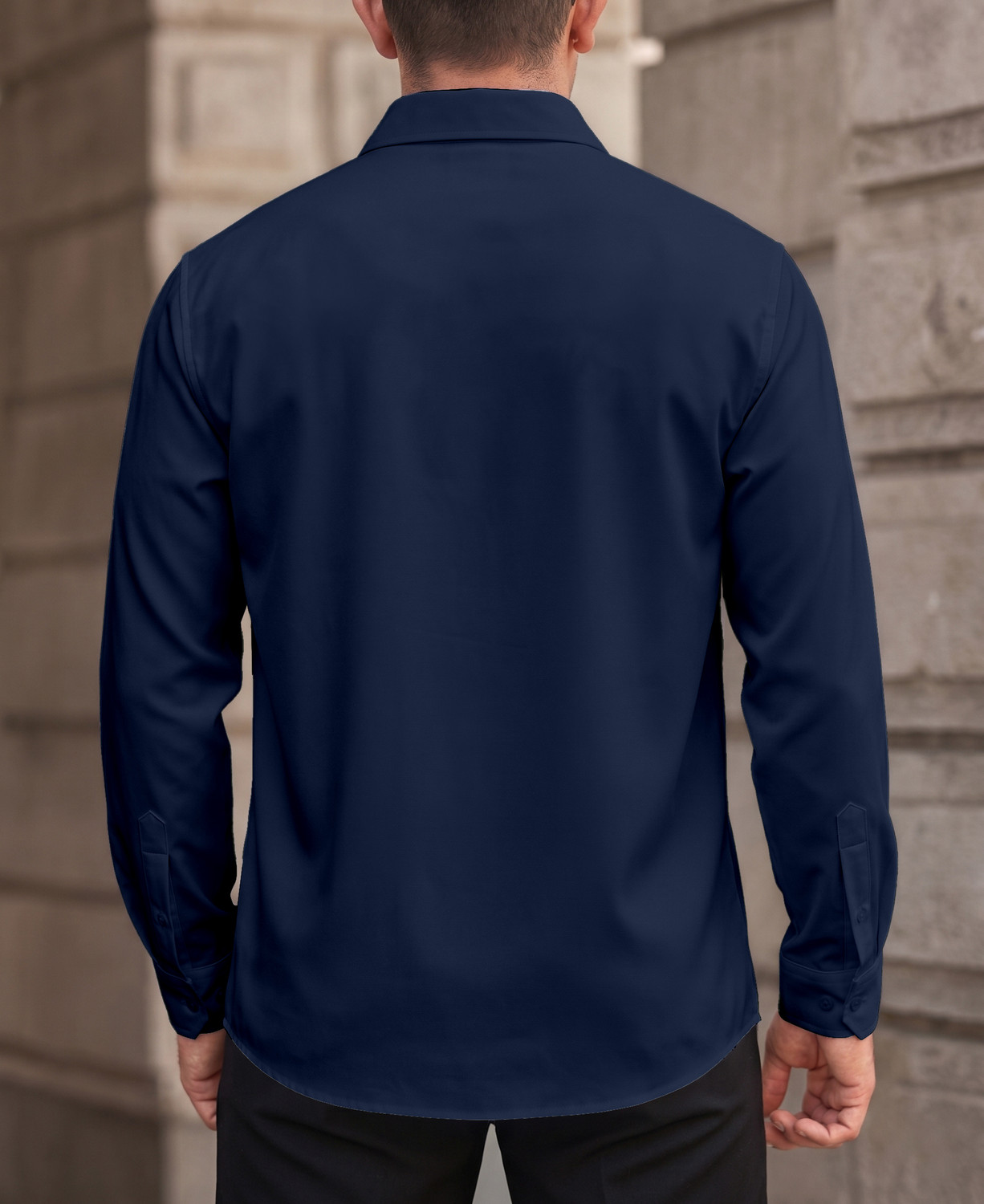 Image of DARKMODE Men Solid Casual Cream, Blue Shirt