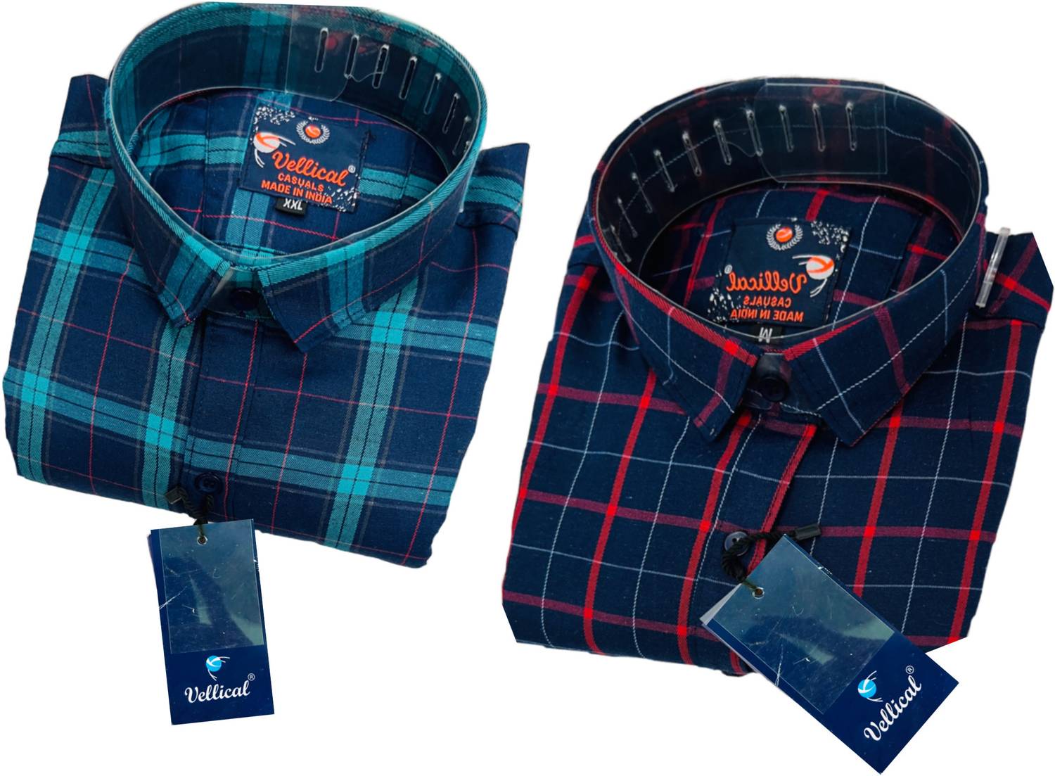 Vellical Men Slim Fit Checkered Spread Collar Casual Shirt (Pack