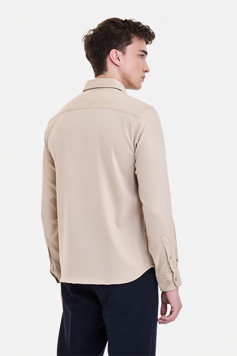 Image of Snitch Men Solid Formal Beige Shirt