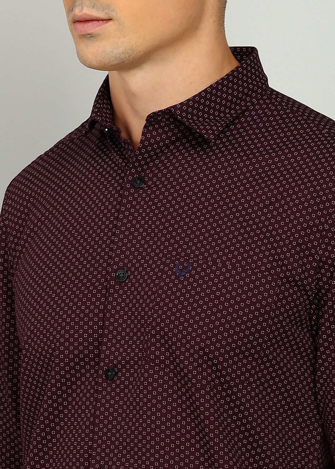 Image of Allen Solly Men Printed Casual Maroon Shirt