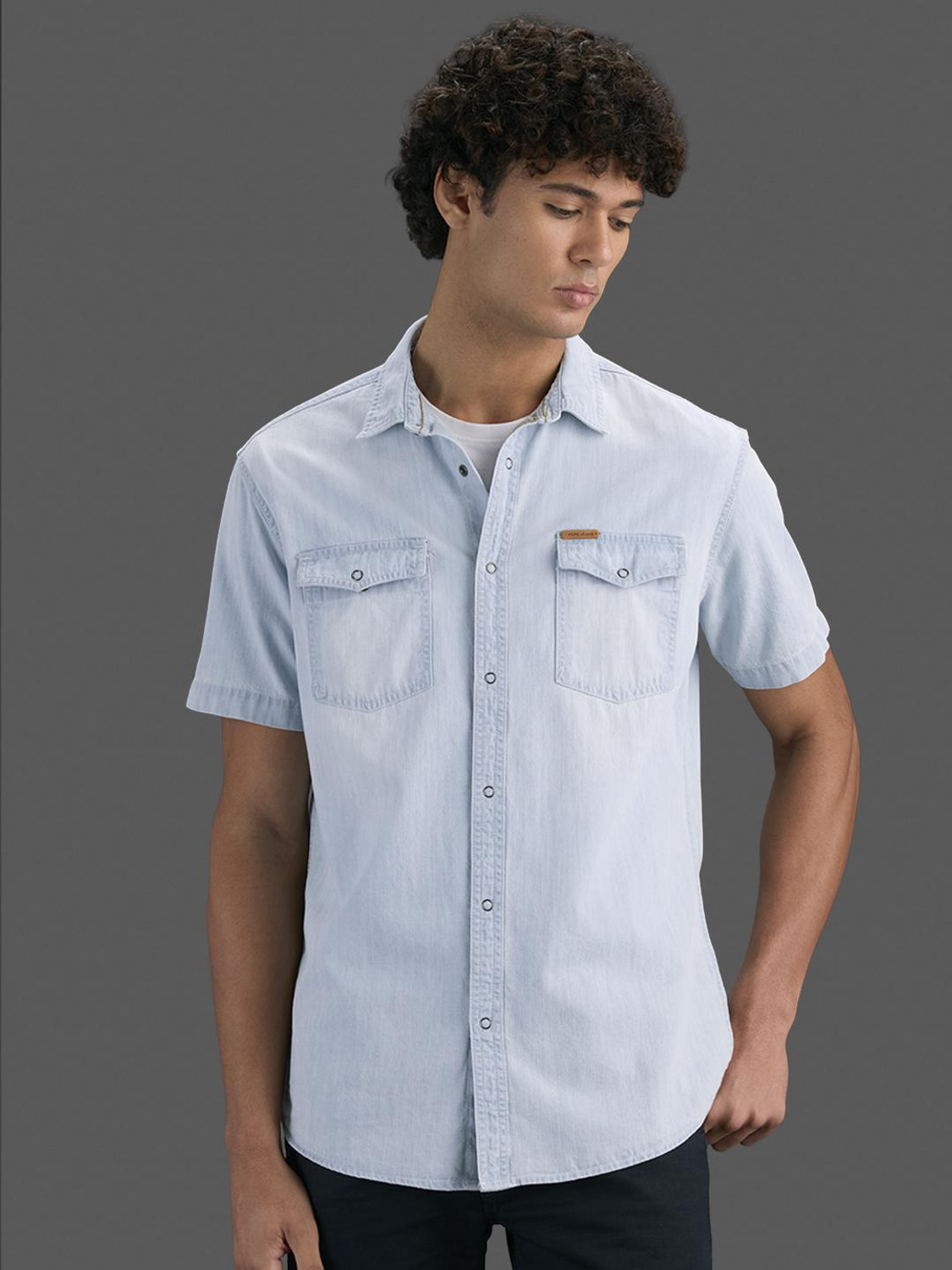 Image of Pepe Jeans Men Regular Fit Solid Spread Collar Casual Shirt