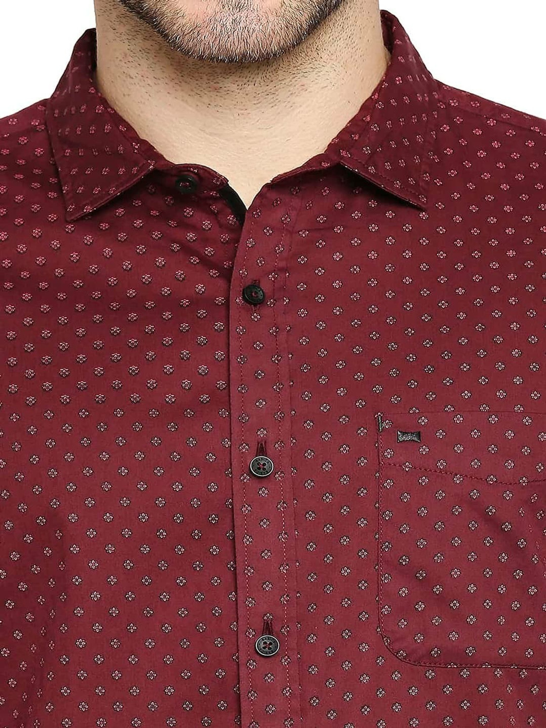 Image of BASICS Men Printed Casual Red Shirt