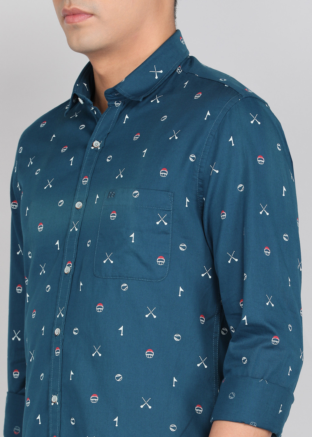 Image of PETER ENGLAND Men Printed Casual Red Shirt
