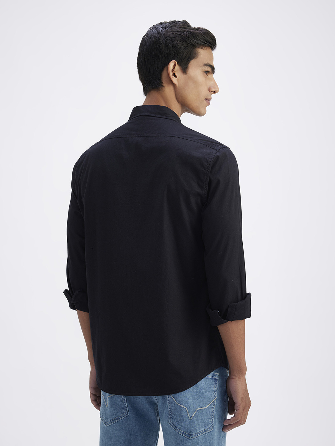 Image of Pepe Jeans Men Solid Casual Black Shirt