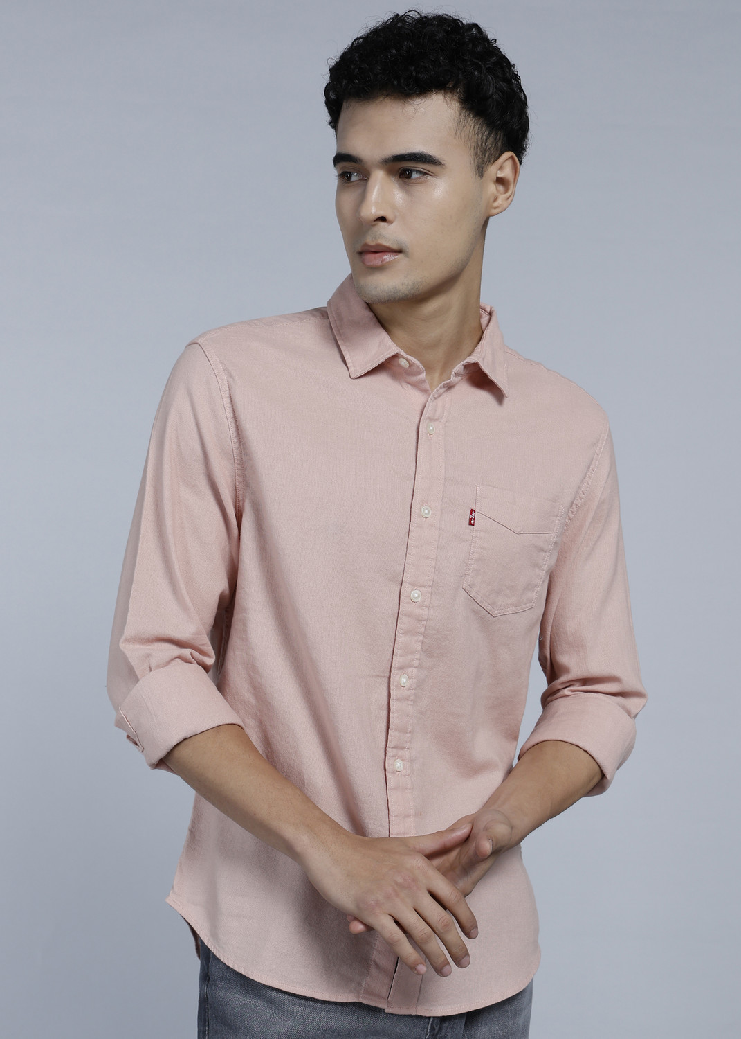 Image of LEVI'S Men Solid Casual Pink Shirt