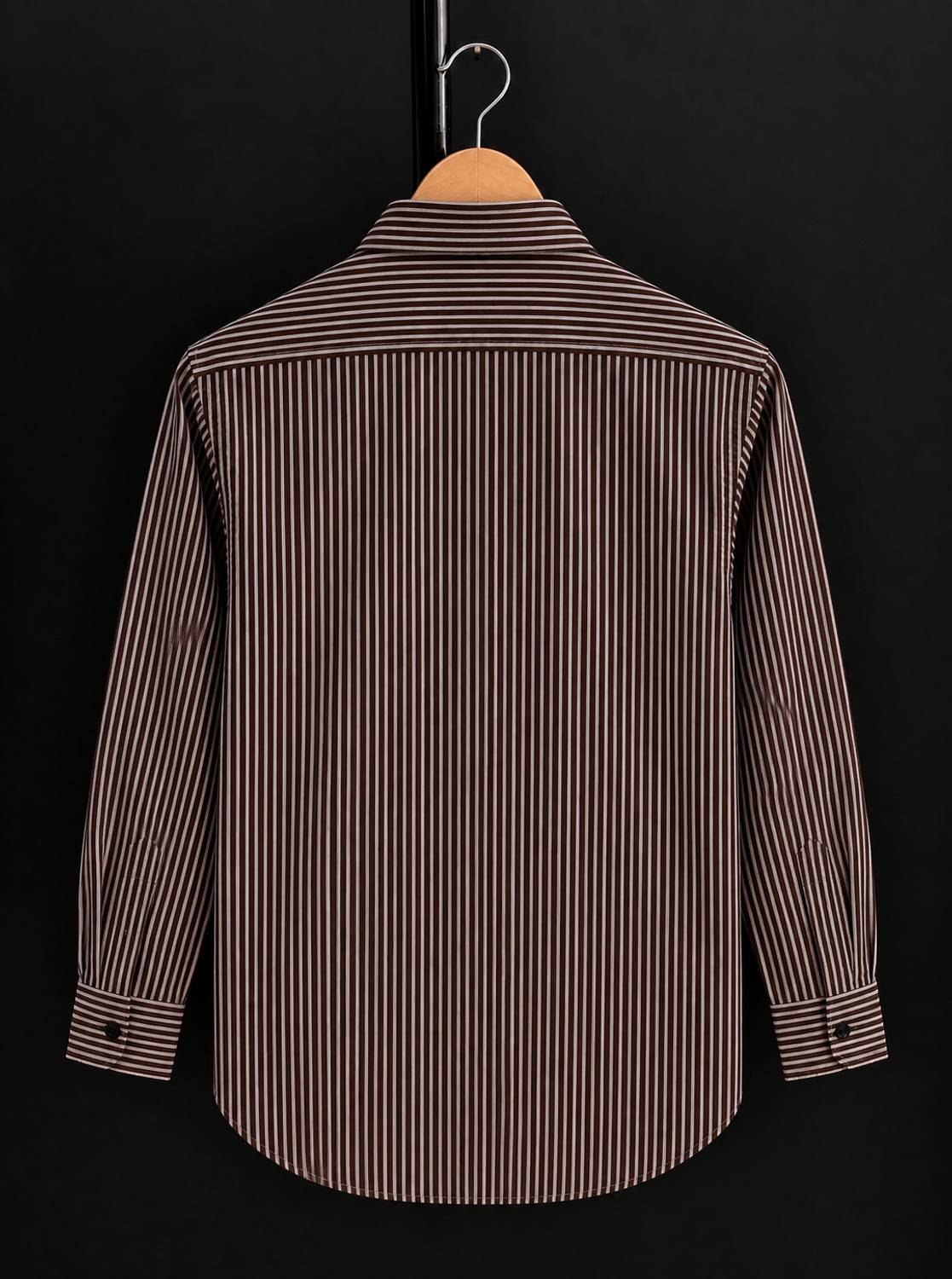 Waridashi Men Striped Casual Brown Shirt - Image 2