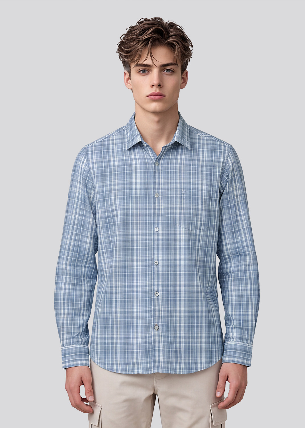 Image of KILLER Men Slim Fit Checkered Formal Shirt