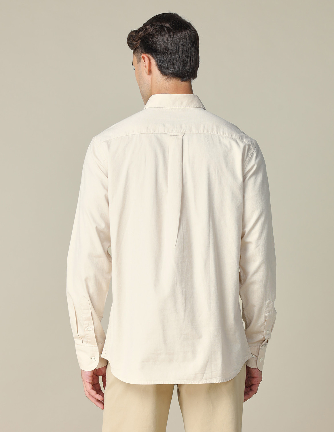 Image of U.S. POLO ASSN. Men Solid Casual Beige Shirt