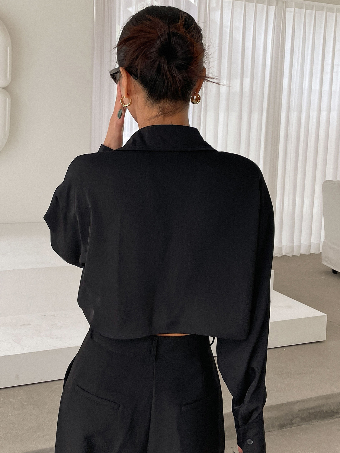Image of Aahwan Women Solid Casual Black Shirt