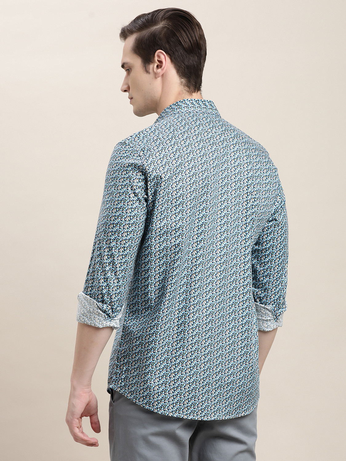 Image of TURTLE Men Printed Casual Blue Shirt