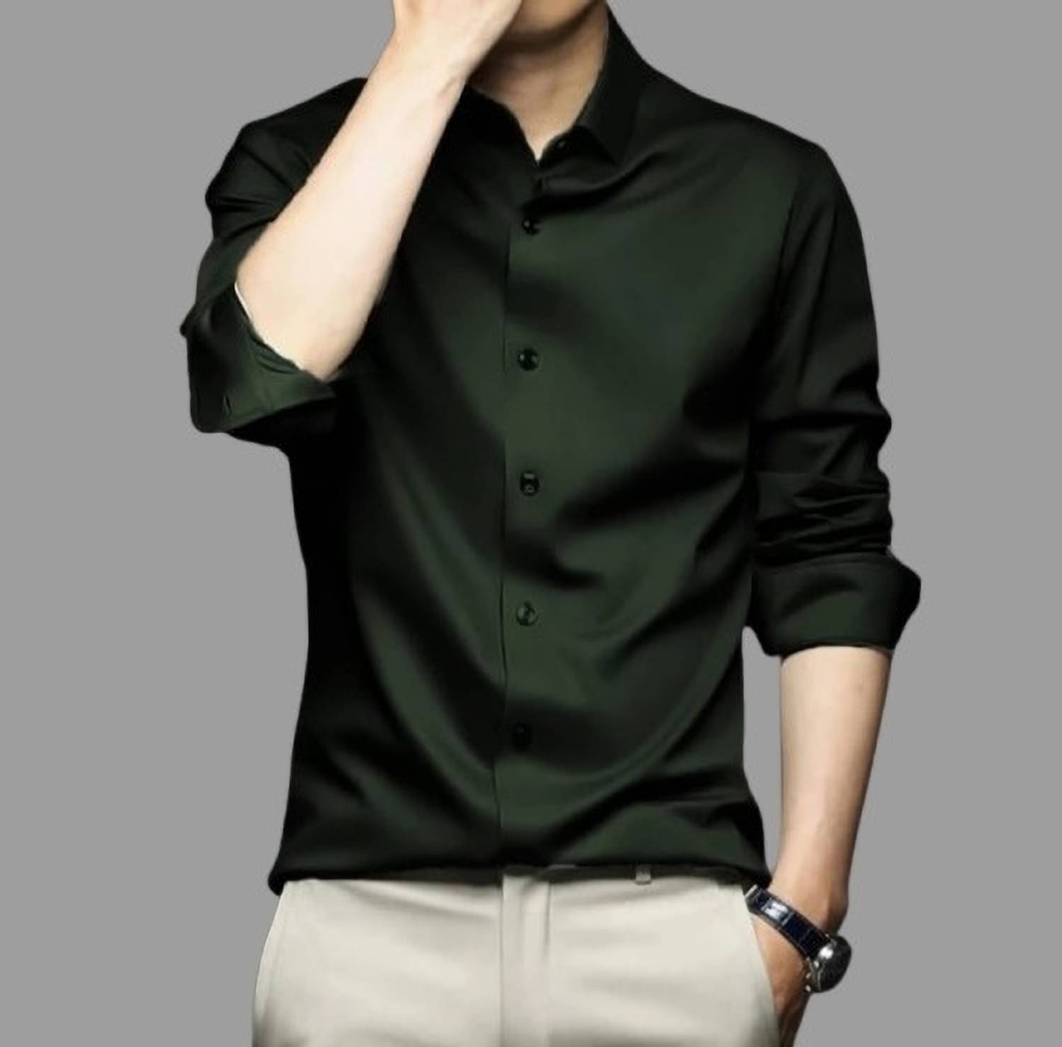 BROCON Men Solid Casual Light Green Shirt
