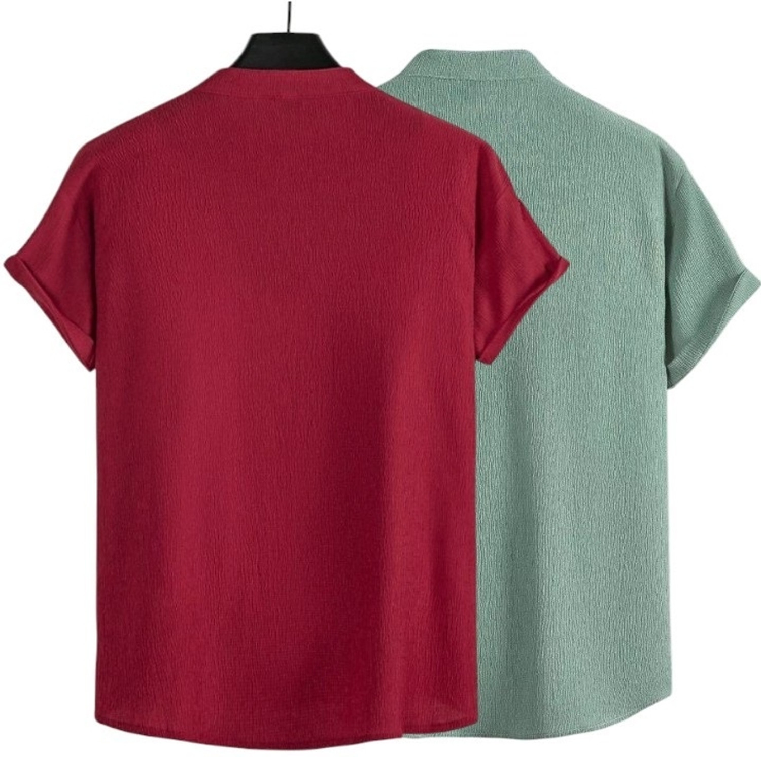 Image of METRONAUT Men Solid Casual Light Green, Maroon Shirt
