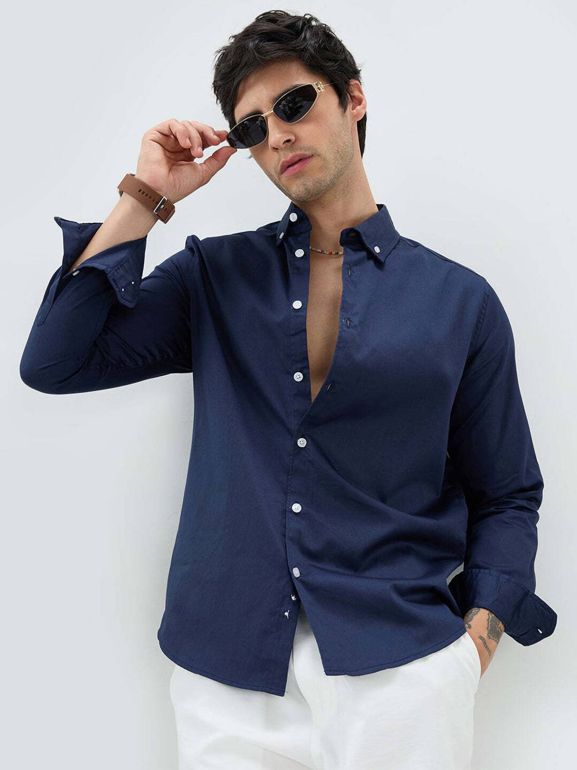 VASTRADO Men Dark Blue Casual Shirt