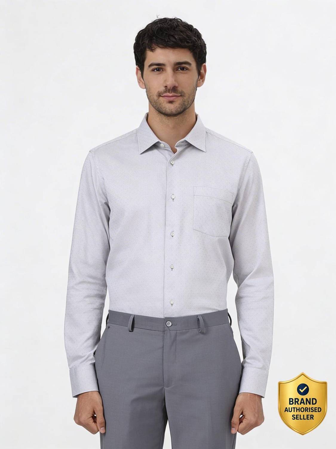Blackberrys Men Self Design Formal Grey Shirt
