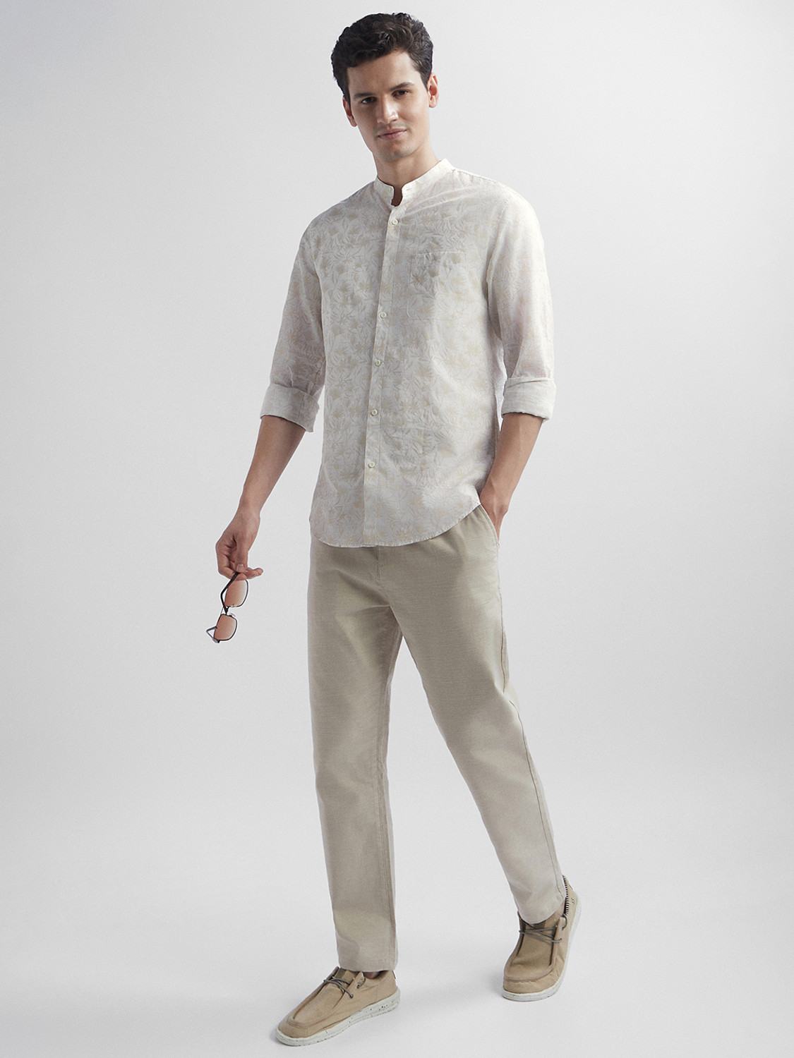 Image of PETER ENGLAND Men Printed Casual White Shirt