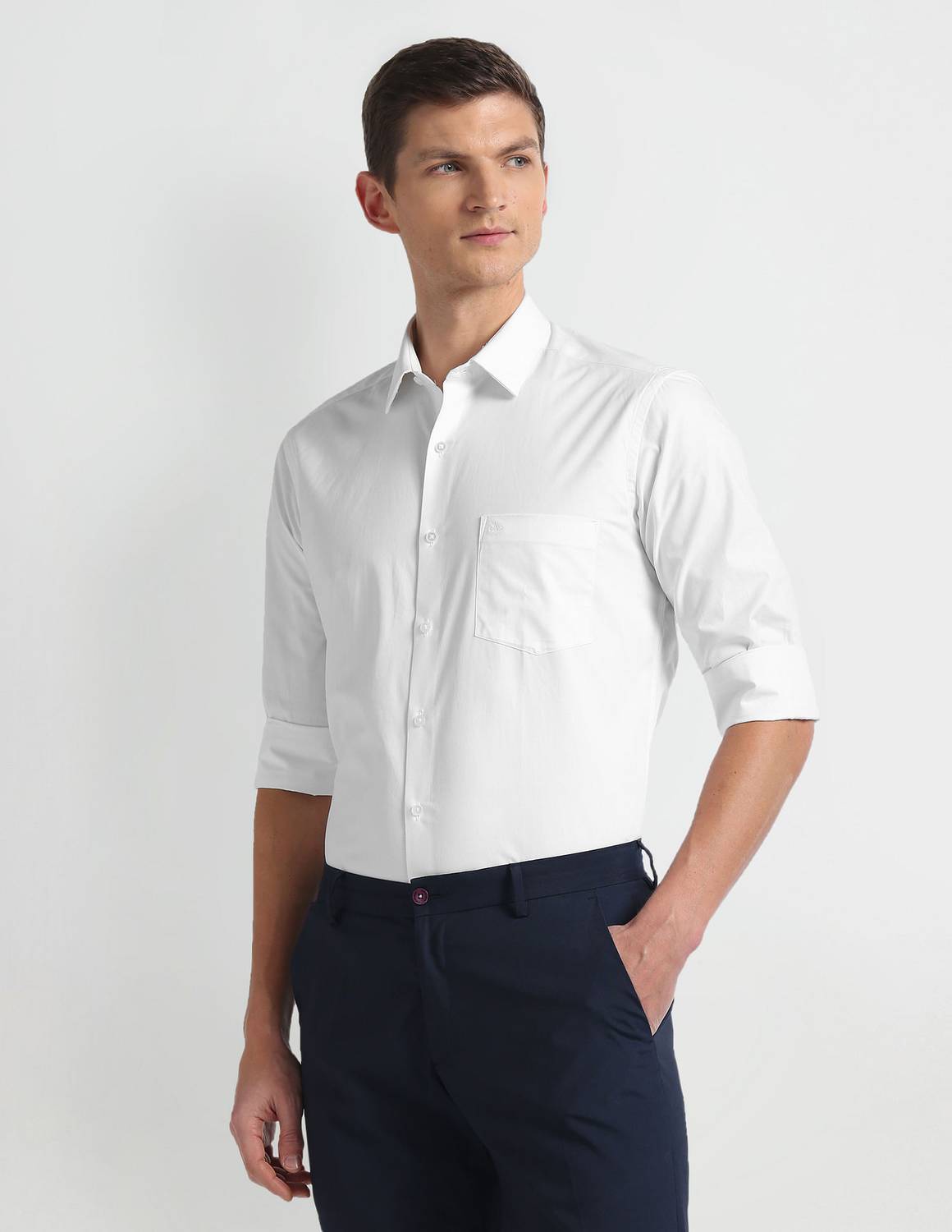 Arrow Newyork Men Solid Formal White Shirt