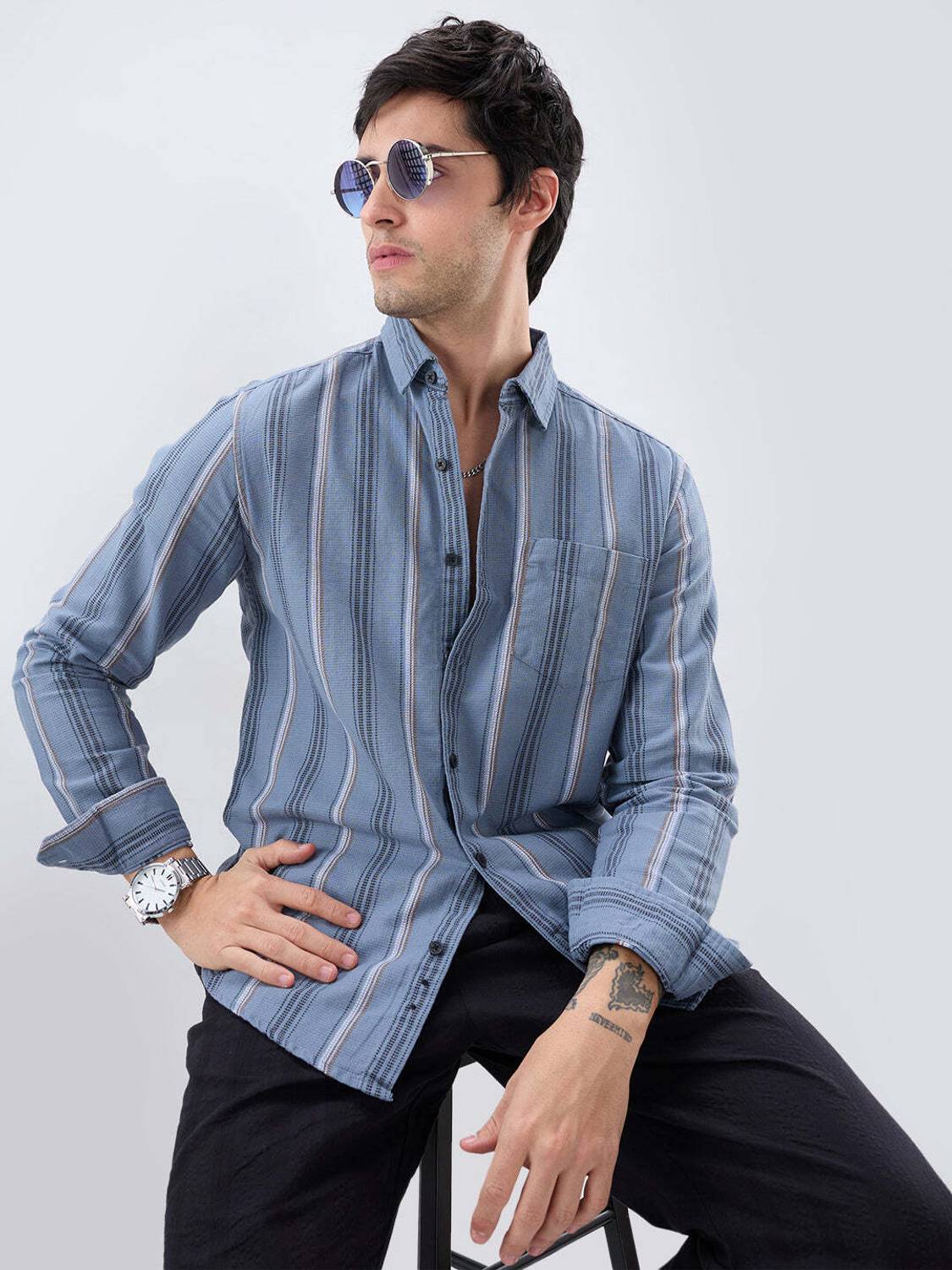 VASTRADO Men Striped Multicolor Shirt - Image 4