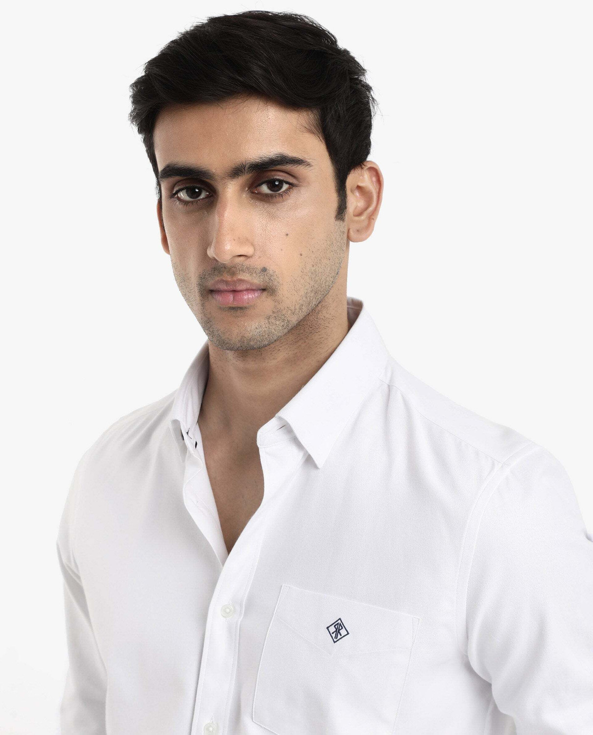 Image of RARE RABBIT Men Solid Formal White Shirt