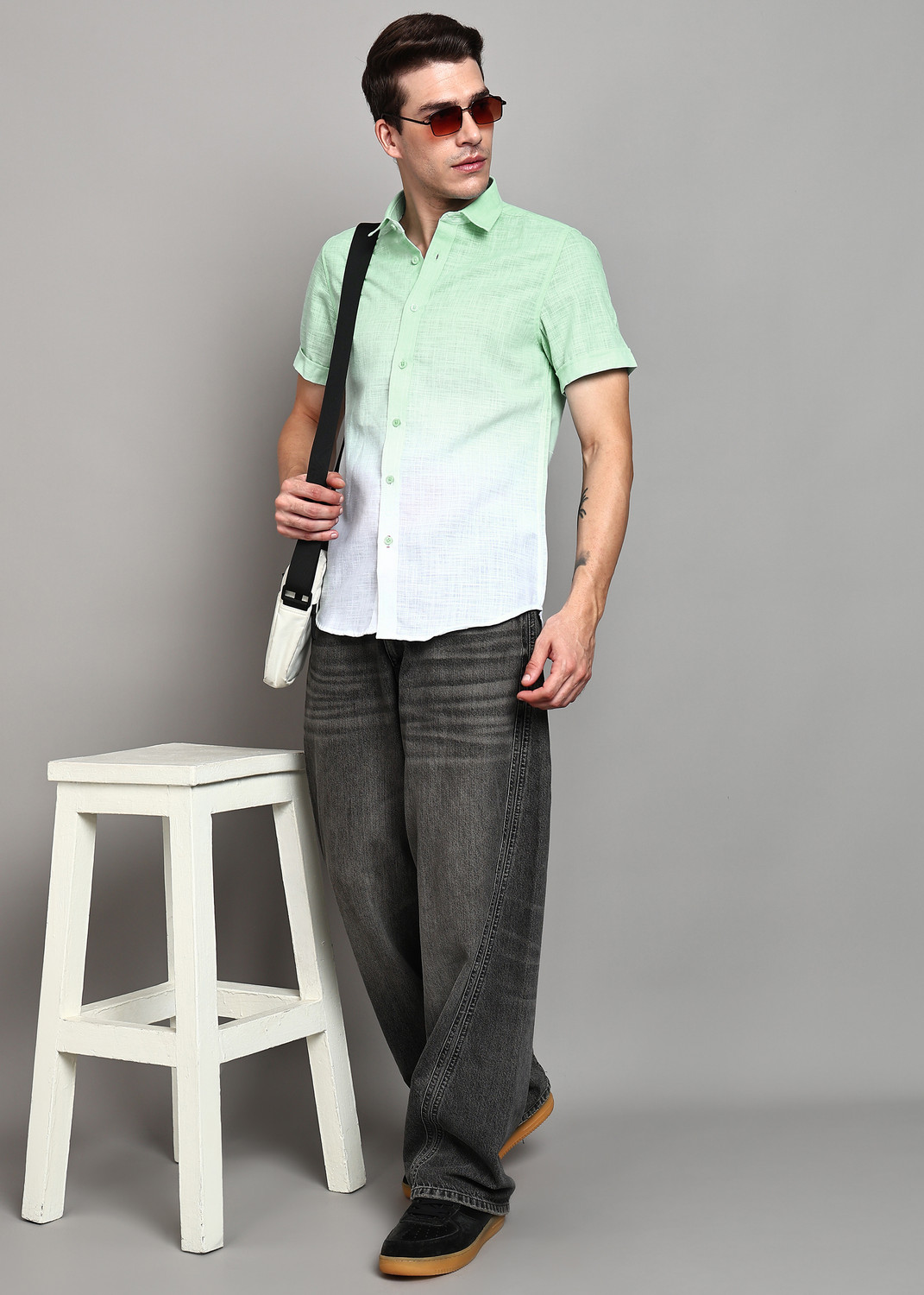 Image of KILLER Men Dyed /Ombre Casual Light Green Shirt