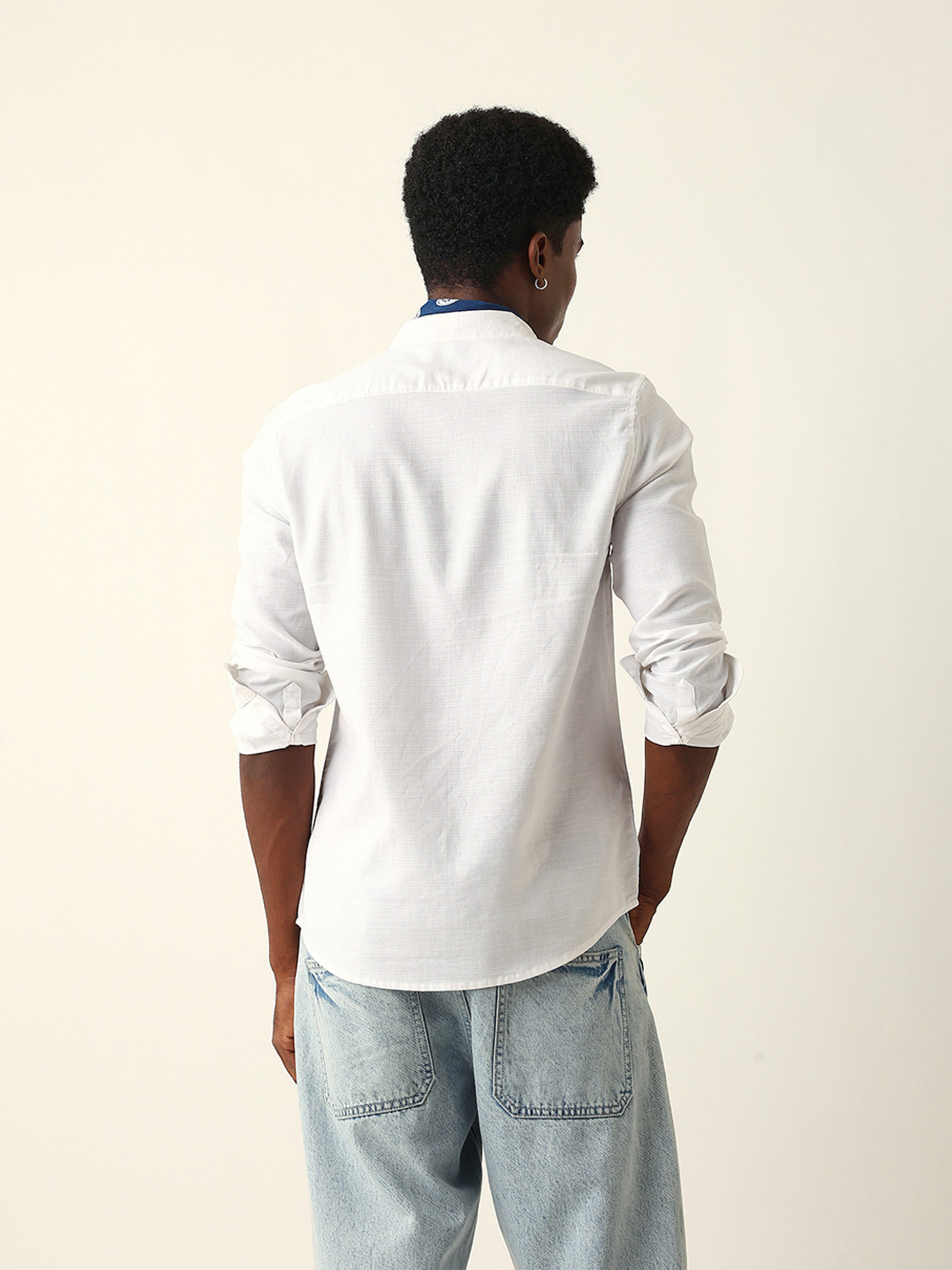 Image of THE BEAR HOUSE Men Solid Casual White Shirt