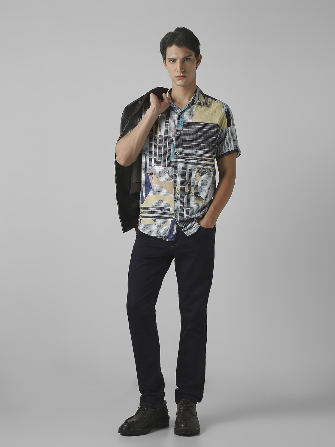 Image of MUFTI Men Printed Casual Multicolor Shirt
