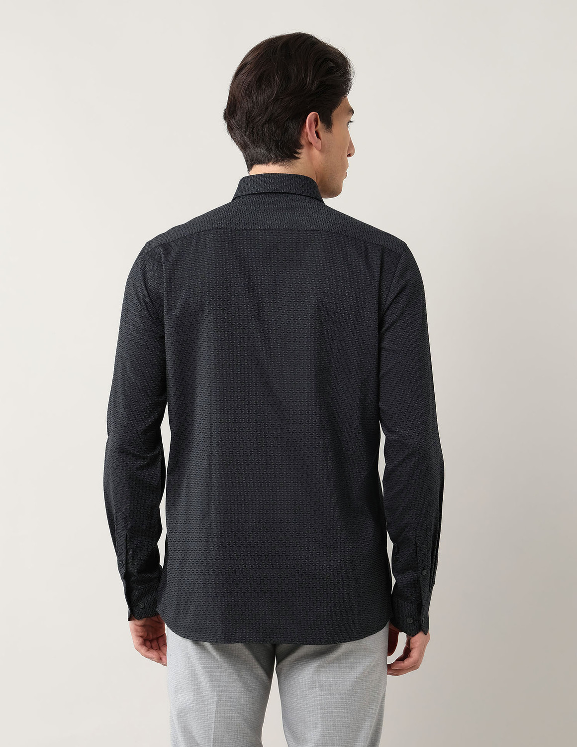 Image of ARROW Men Self Design Formal Grey Shirt