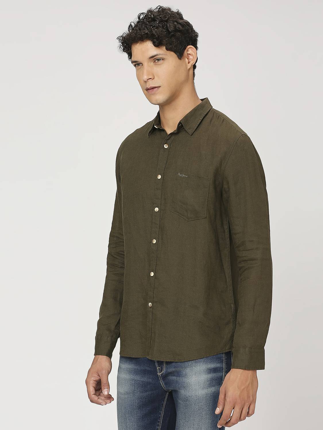 Pepe Jeans Men Solid Casual Green Shirt - Image 2
