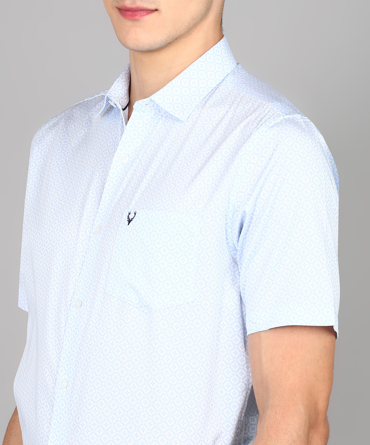 Image of Allen Solly Men Printed Formal Light Blue Shirt