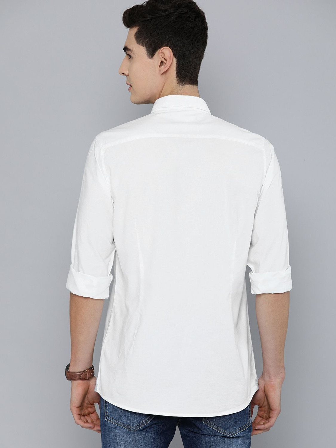 Image of Mast & Harbour Men Solid Casual White Shirt