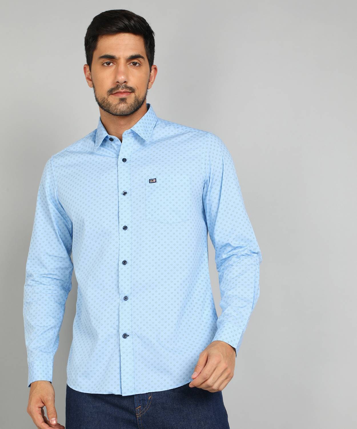 Arrow Sport Men Printed Casual Blue Shirt