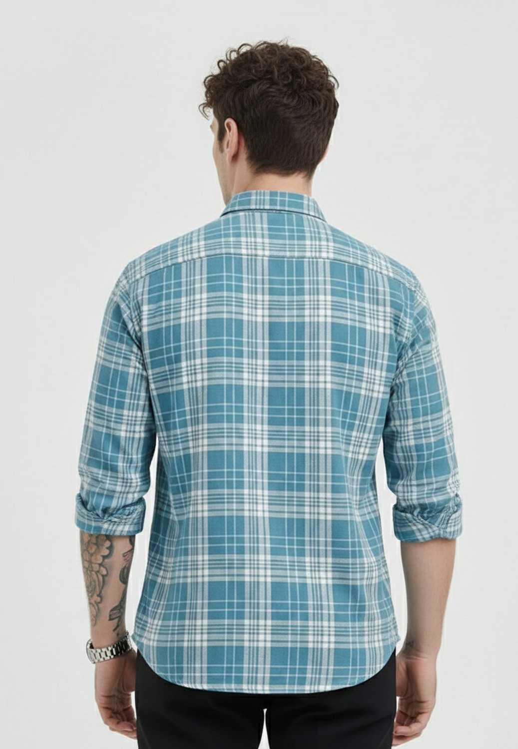Image of Roadster Men Checkered Casual Blue Shirt