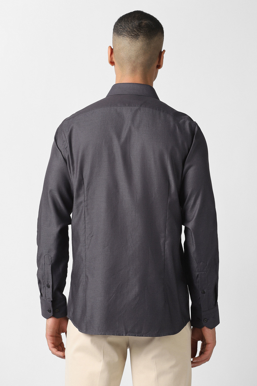 Image of VAN HEUSEN Men Slim Fit Self Design Formal Shirt