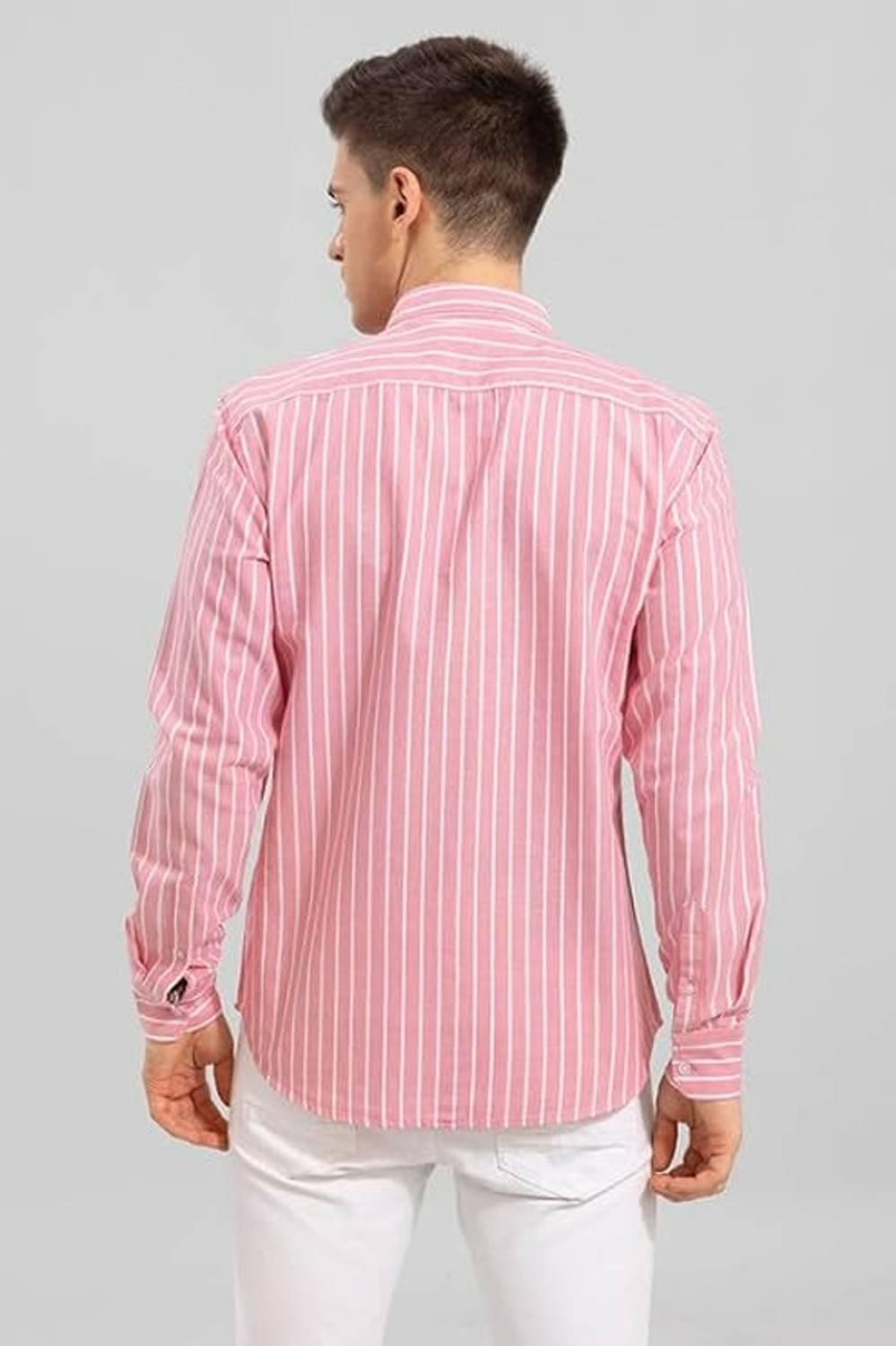 HKV Men Pink Striped Casual Shirt - Image 2