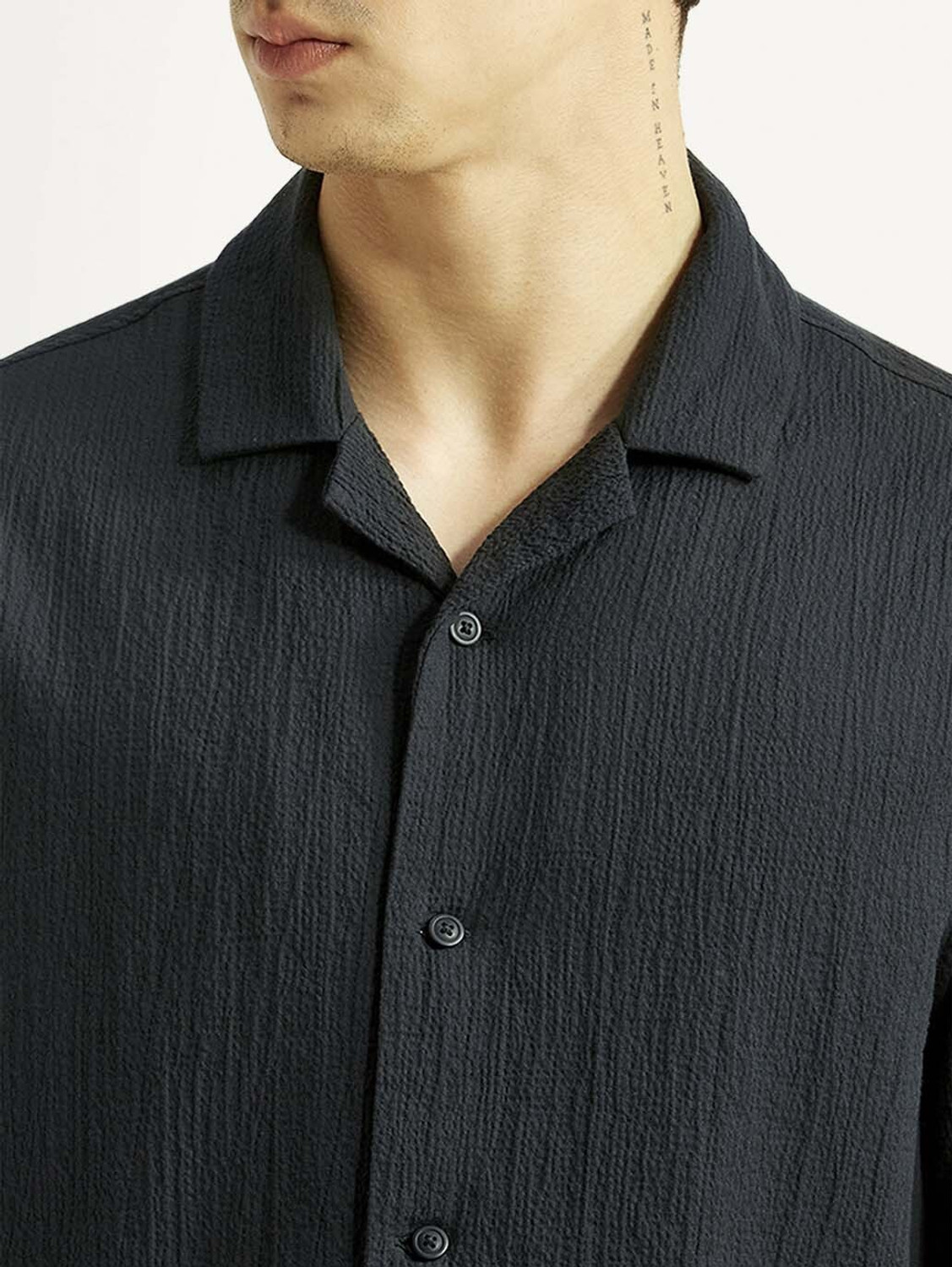 Image of LEVI'S Men Self Design Casual Black Shirt
