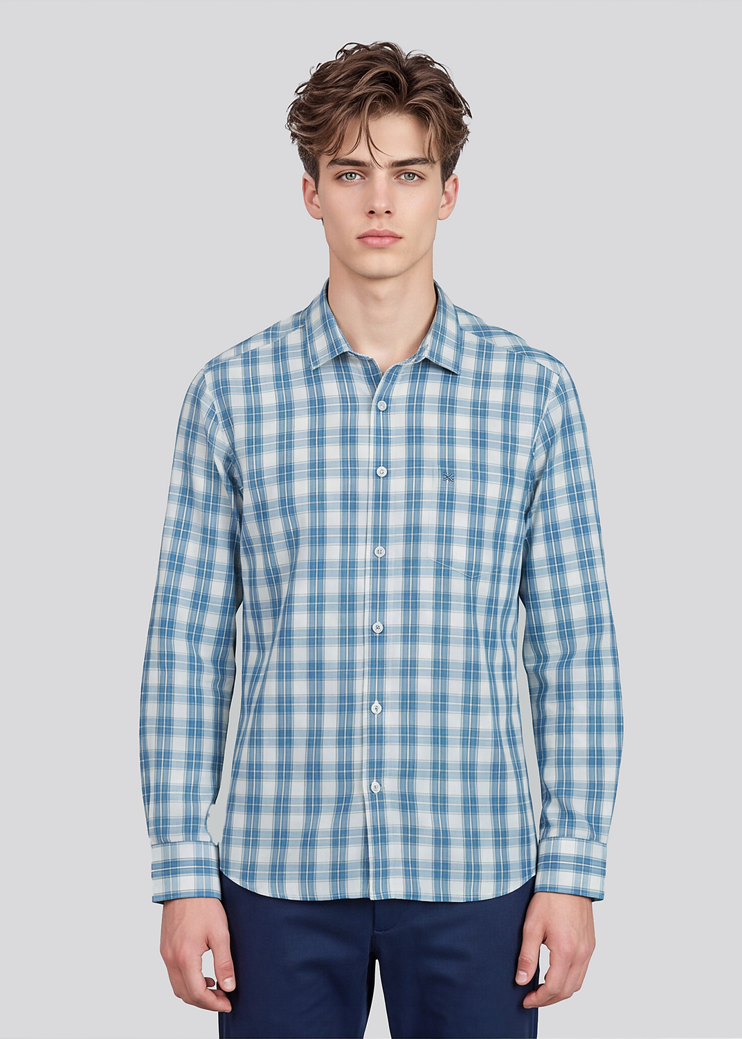 Image of KILLER Men Slim Fit Checkered Formal Shirt