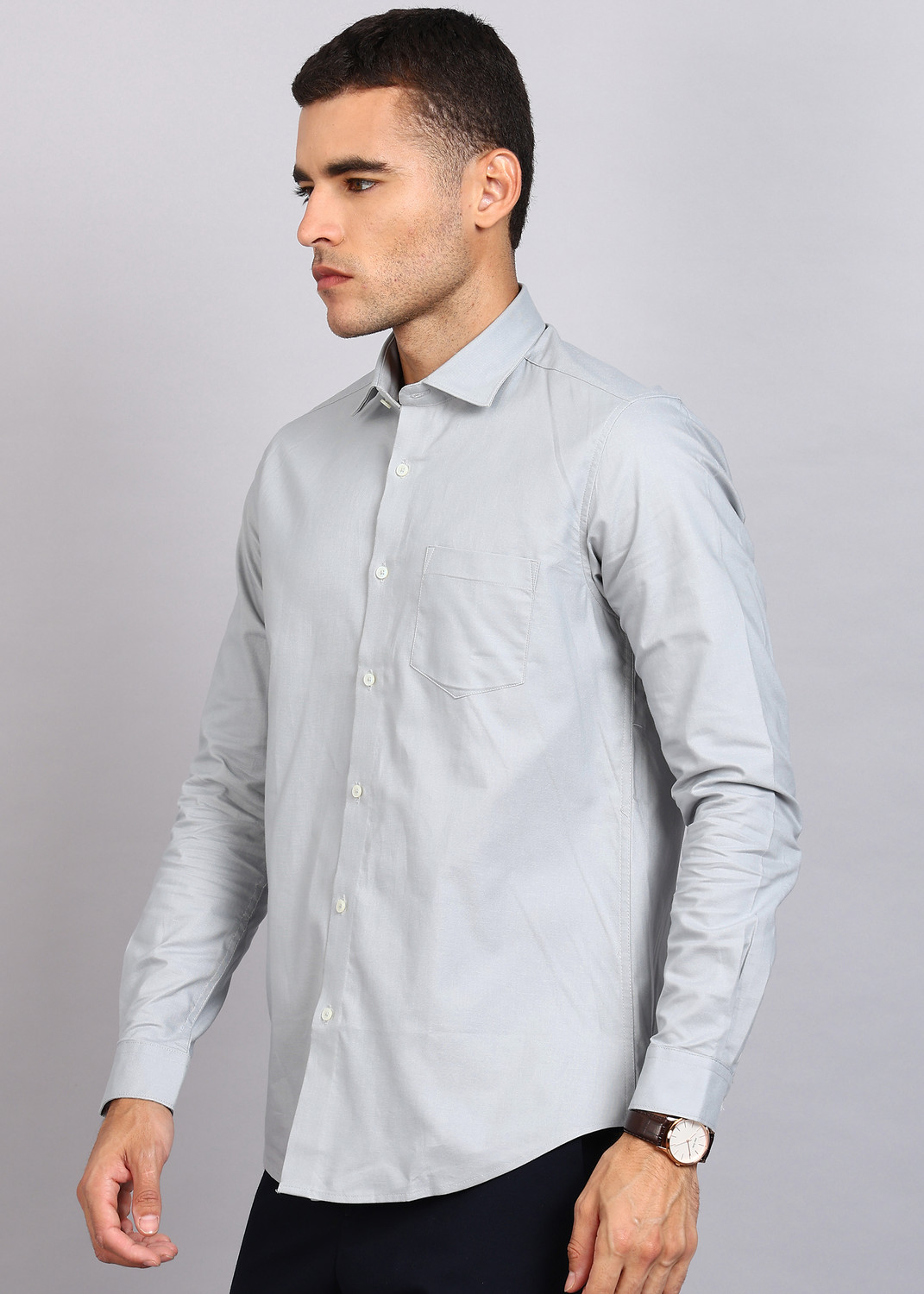 Image of INTEGRITI Men Slim Fit Solid Spread Collar Formal Shirt