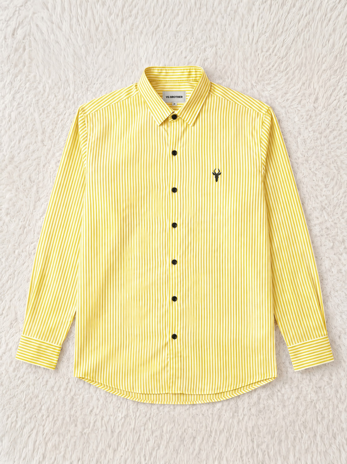 Image of VG BROTHER Men Striped Casual Yellow Shirt