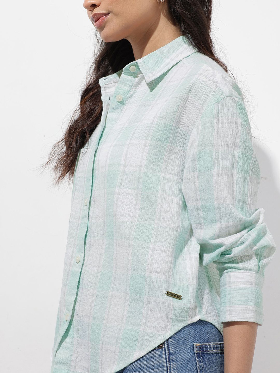 Image of Roadster Women Checkered Casual Blue Shirt