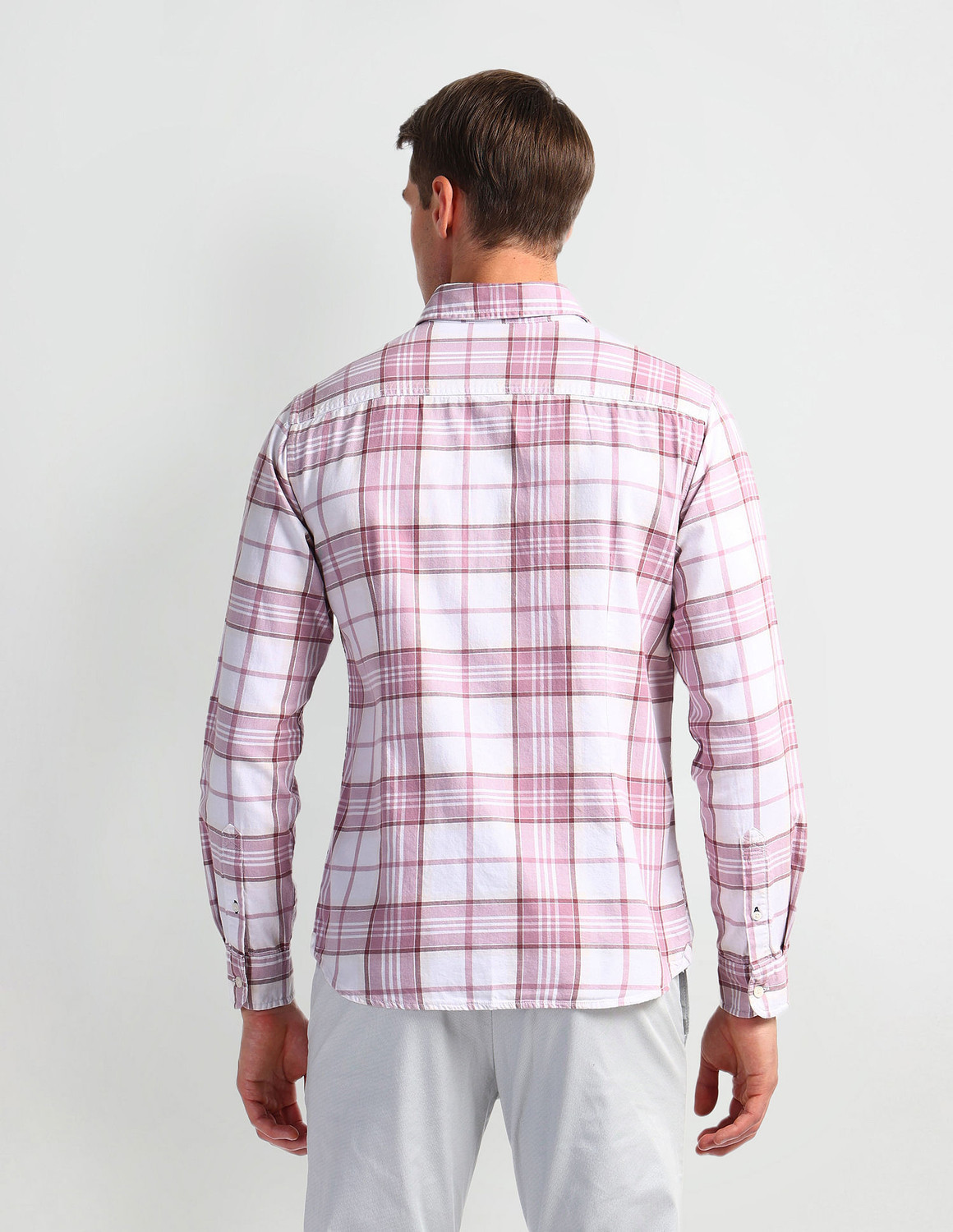 Image of U.S. POLO ASSN. Men Checkered Casual Pink Shirt
