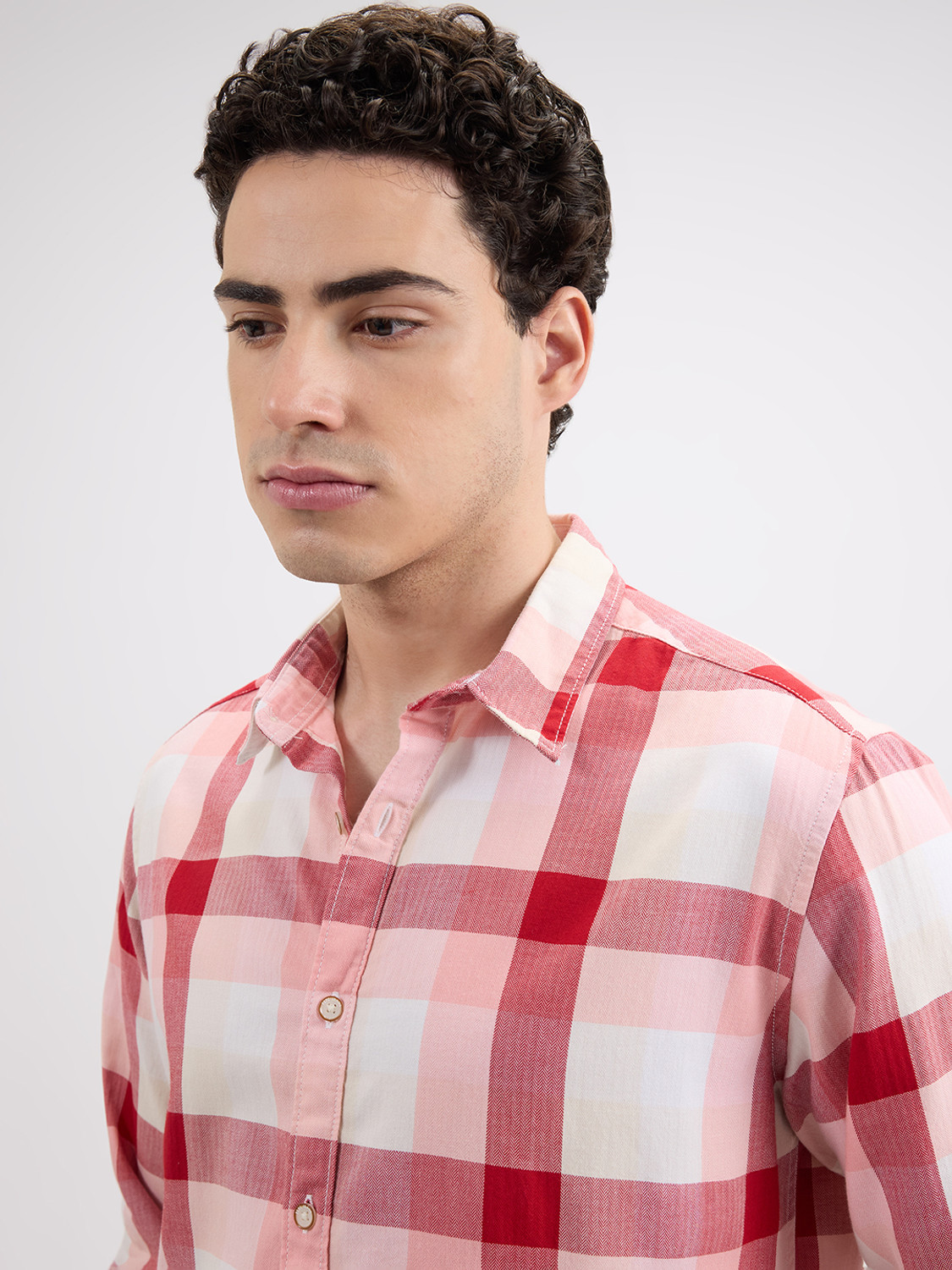 Image of Pepe Jeans Men Checkered Casual Red Shirt