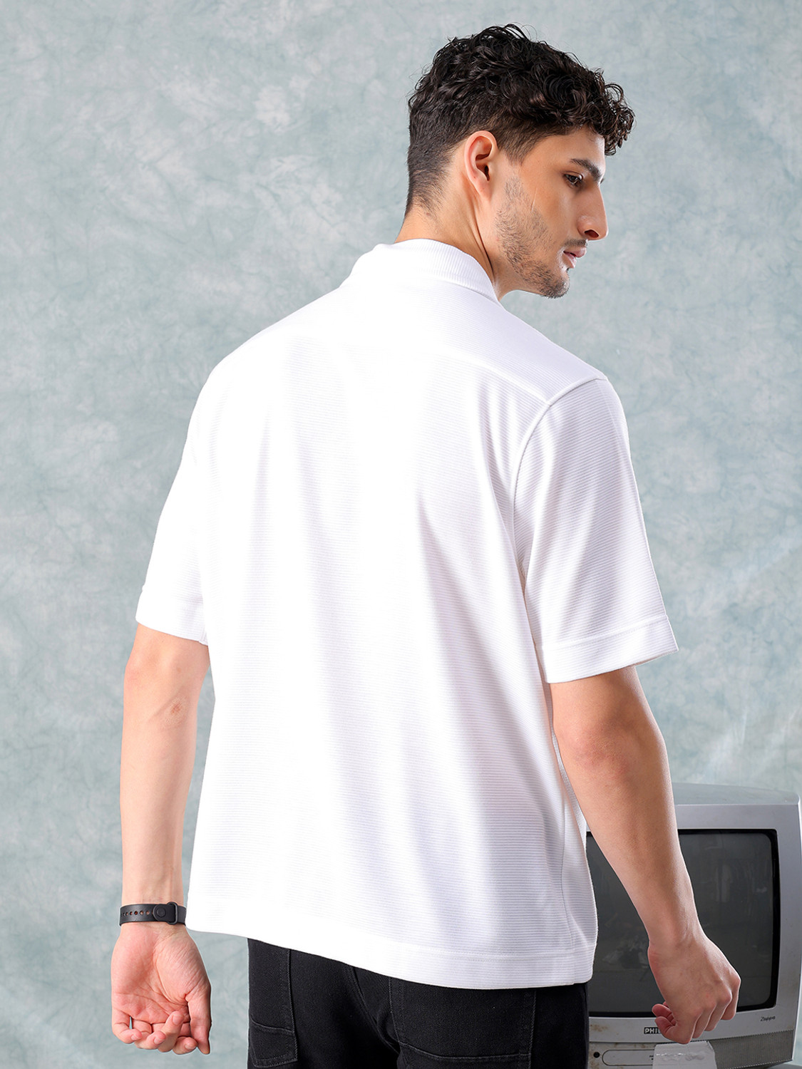 Image of The Indian Garage Co. Men Solid Casual White Shirt
