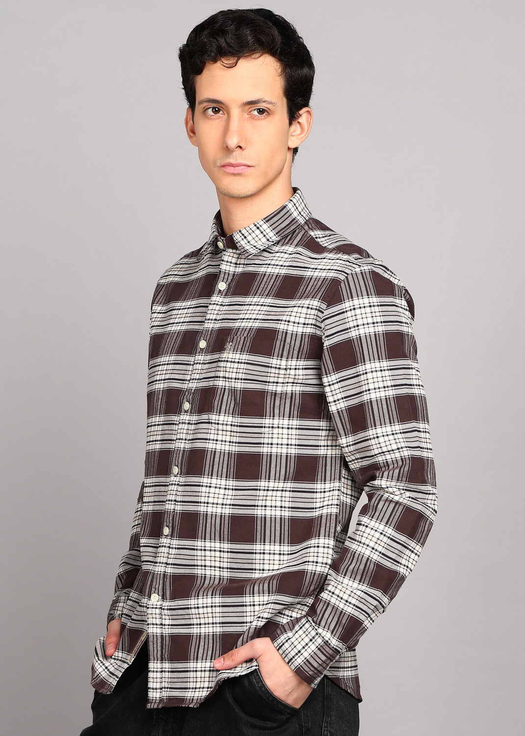 Image of U.S. Polo Assn. Denim Co. Men Regular Fit Checkered Cut Away Collar Casual Shirt