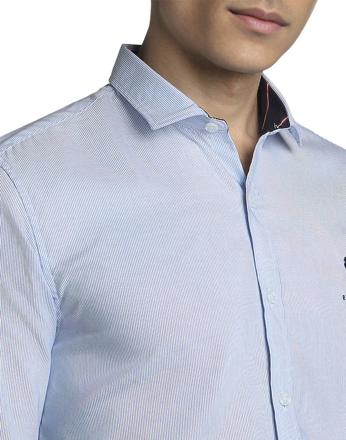 Image of PETER ENGLAND Men Solid Casual Blue Shirt