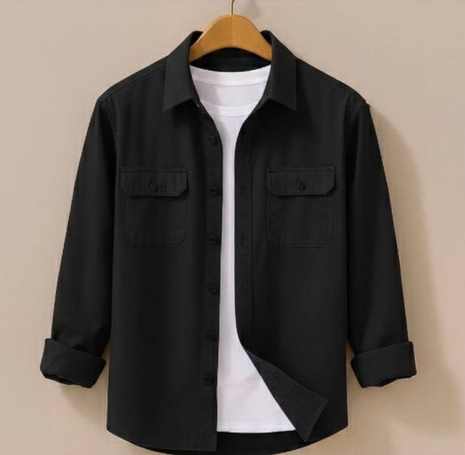Image of JCOSTA Men Solid Casual Black Shirt