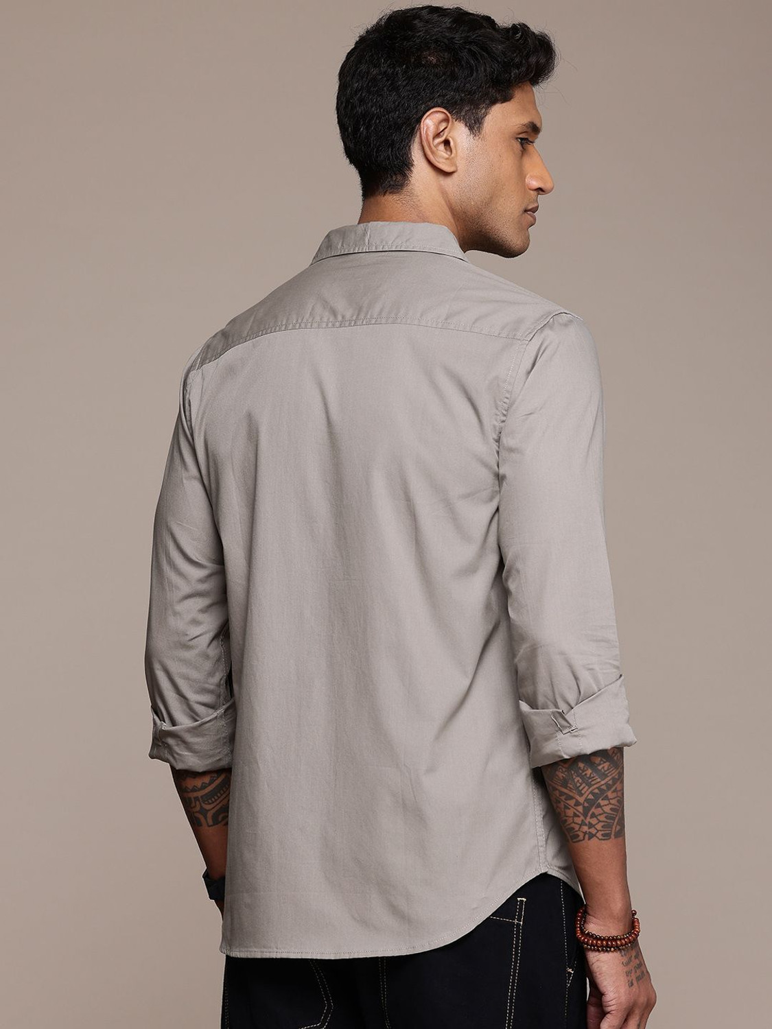 Image of Roadster Men Solid Casual Grey Shirt
