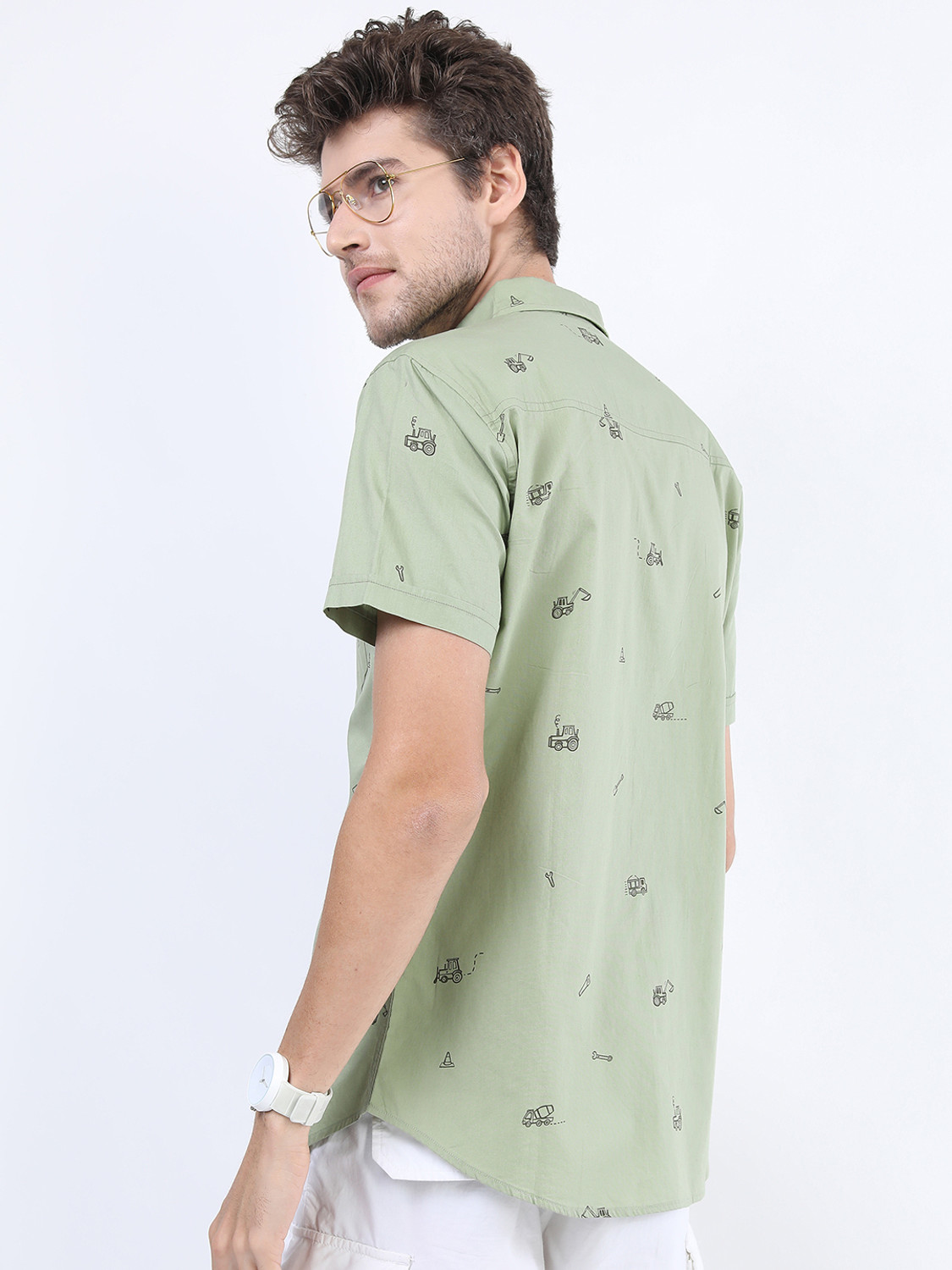 Image of KETCH Men Printed Casual Green Shirt