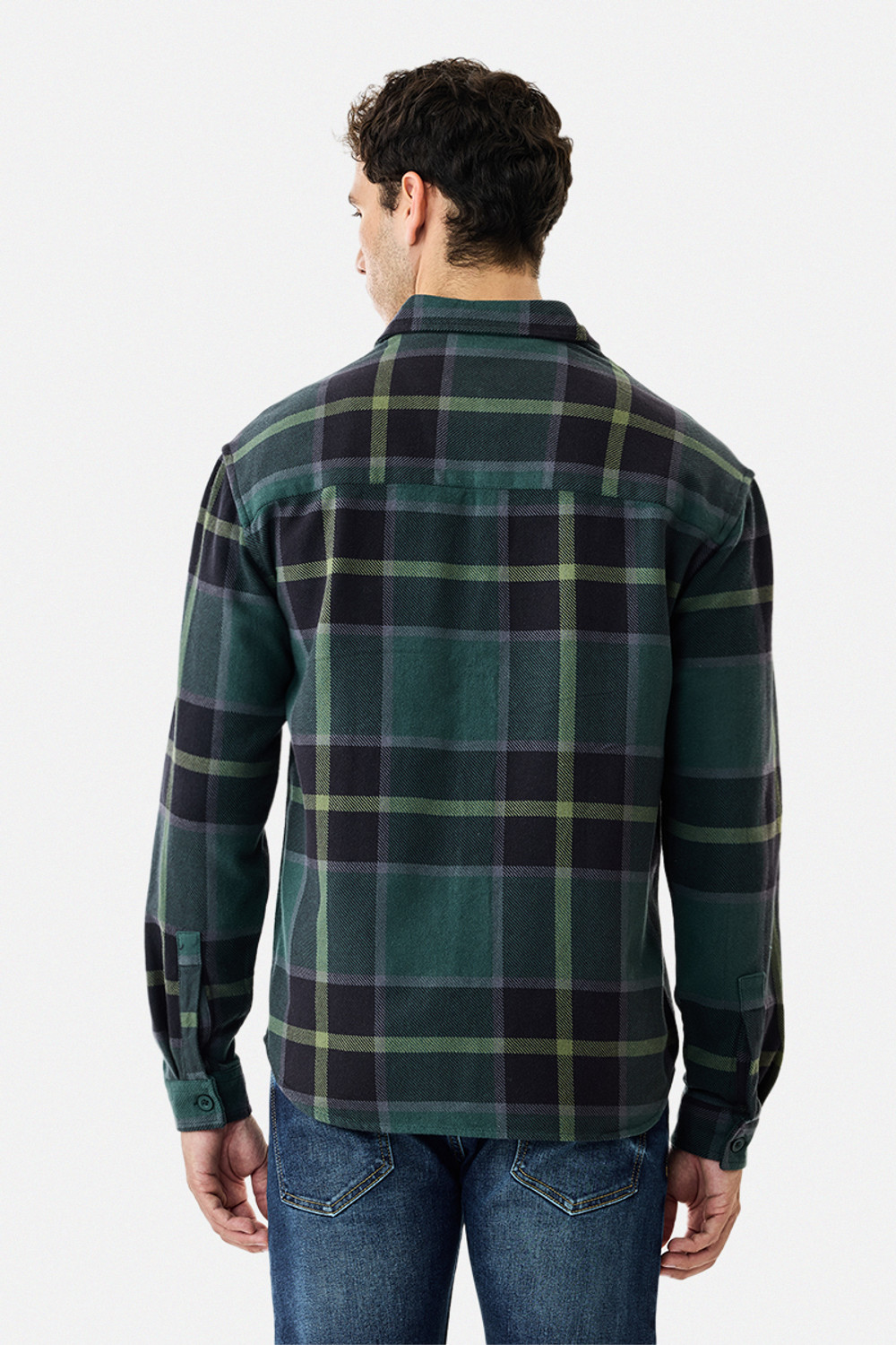 Image of Snitch Men Checkered Casual Dark Green Shirt