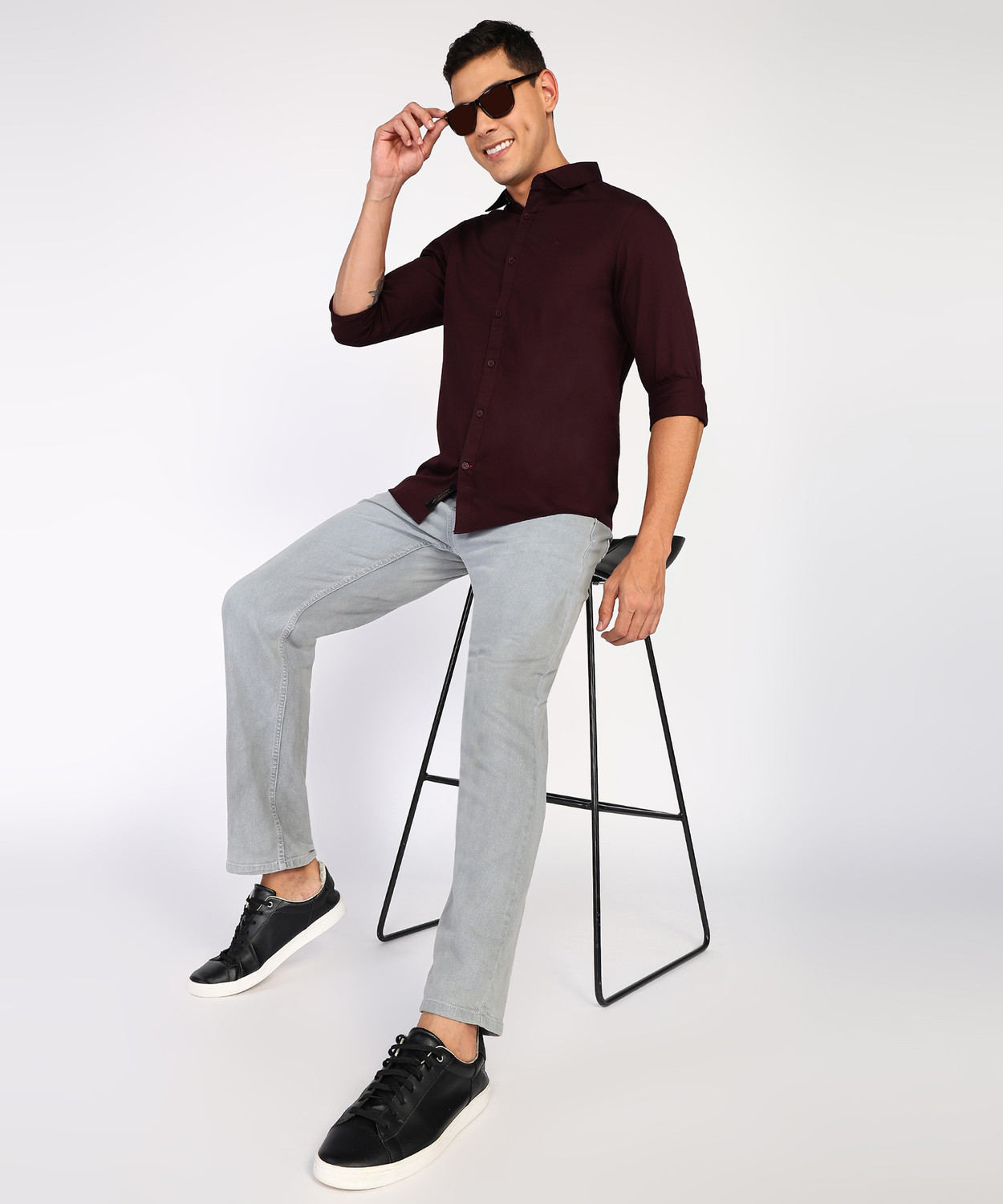 Image of BEING HUMAN Men Solid Casual Red Shirt